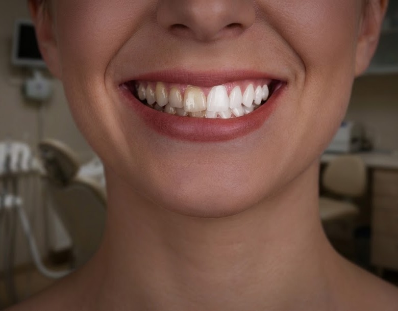 Comparação de sorriso antes e depois do clareamento dental